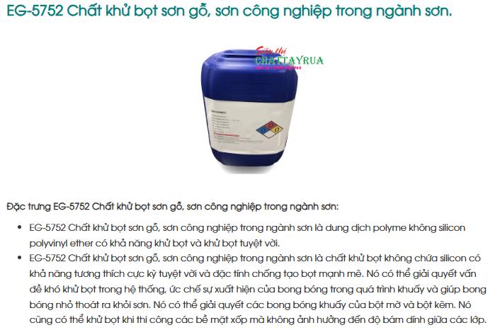 EG-5752 Chất khử bọt sơn gỗ, sơn công nghiệp trong ngành sơn.